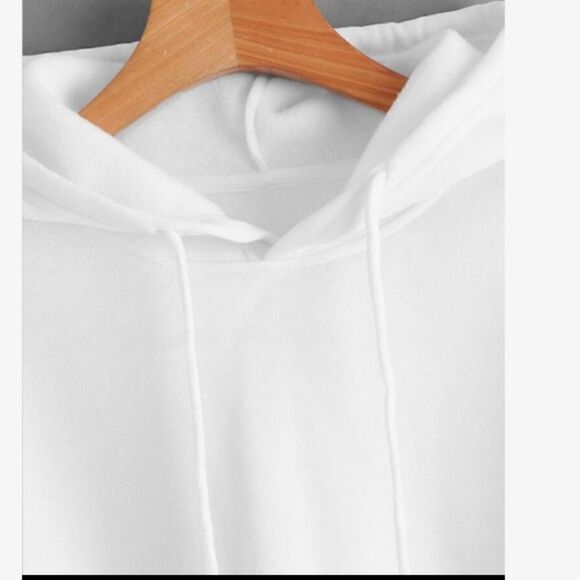Slogan Graphic Drop Shoulder Drawstring Thermal Hoodie women’s size 2/XS - Picture 3 of 7